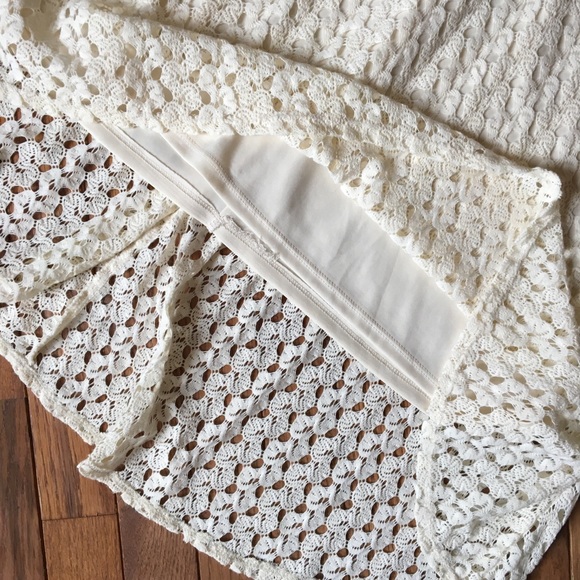 Cream Crochet Lace Dress High Low Luxology XL - Picture 2 of 5